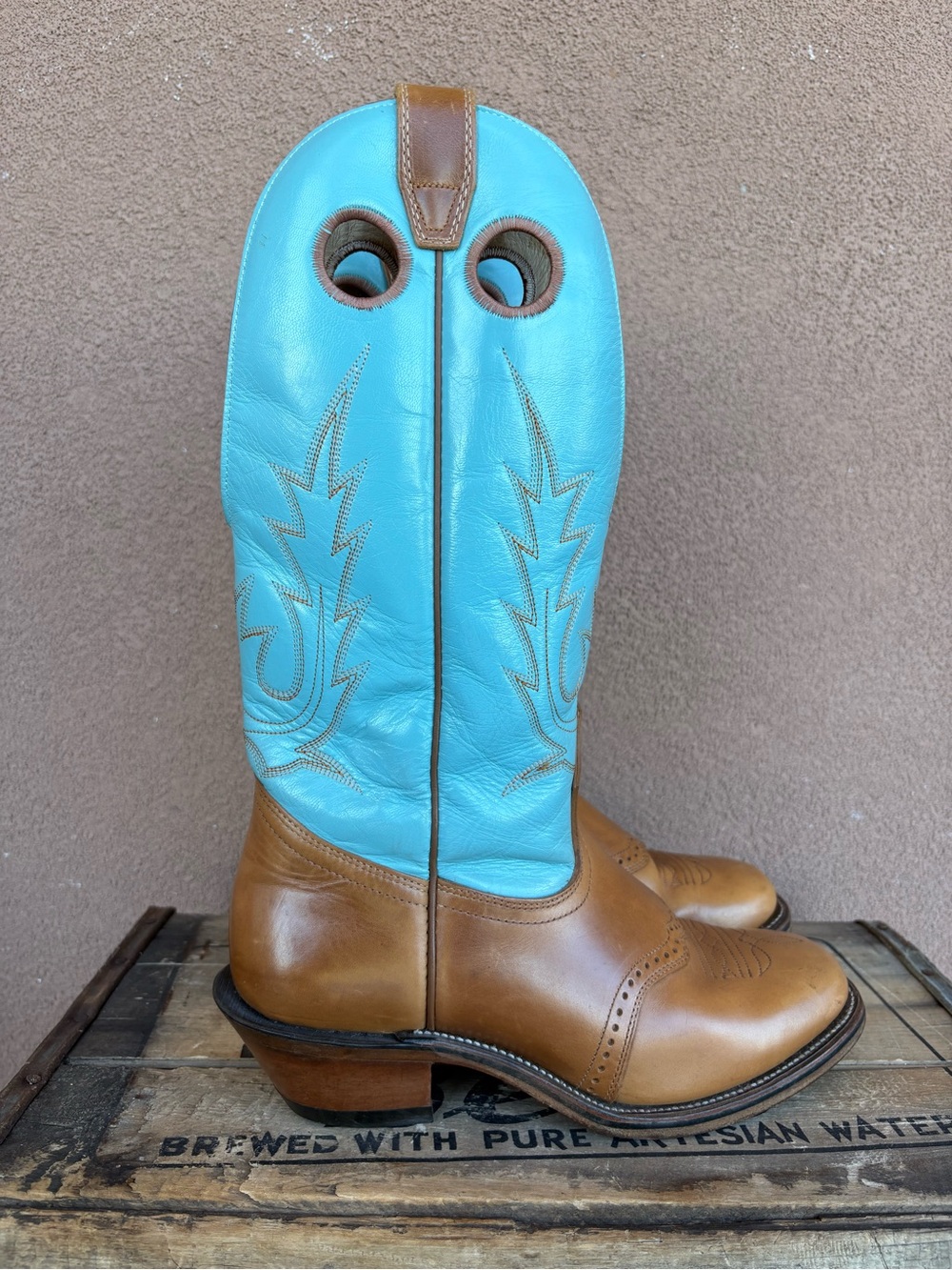Boulet Women’s Turquoise/Brown Western Leather Boot